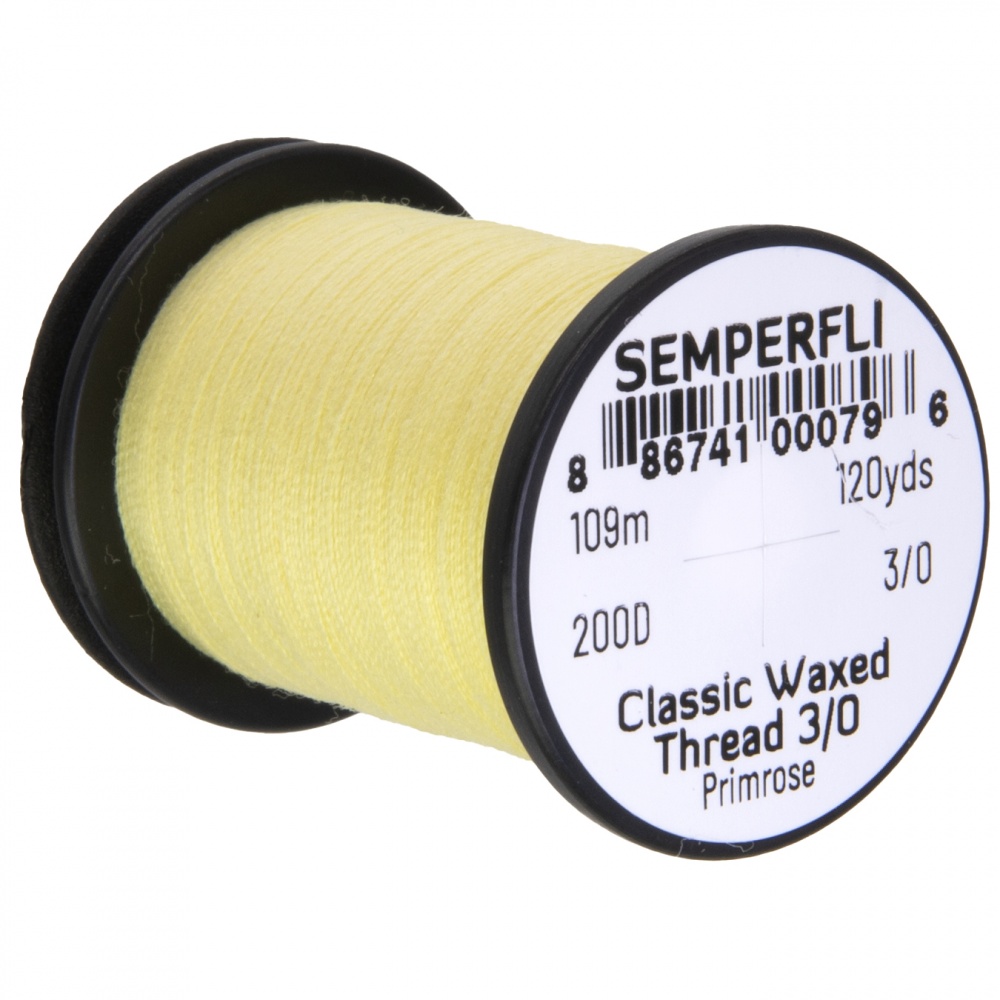 Semperfli Classic Waxed Thread 3/0 120 Yards Primrose Fly Tying Threads (Product Length 120 Yds / 109m)